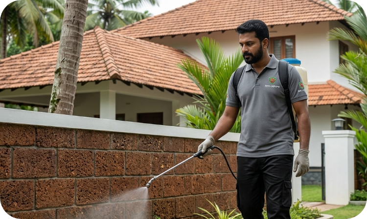 Perimeter treatment at a Kerala home