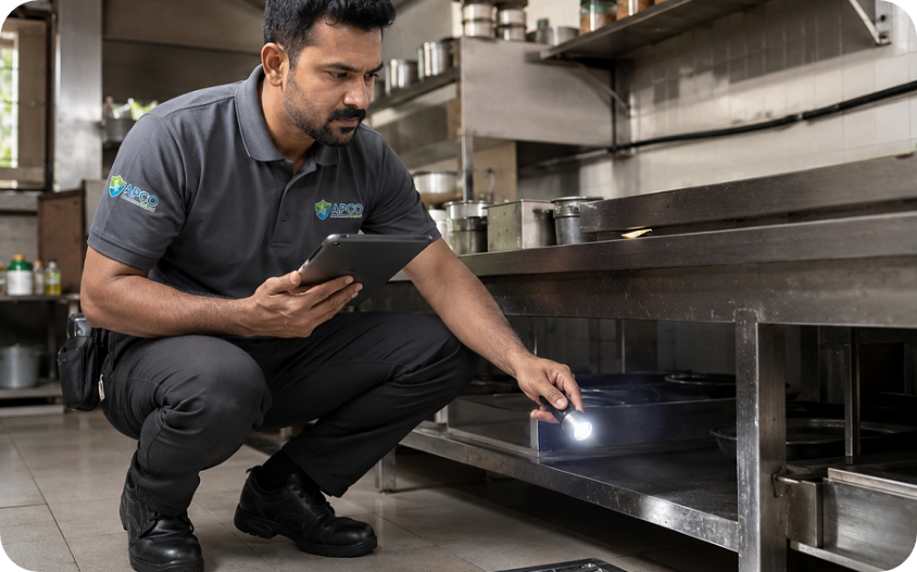 Inspecting a commercial kitchen